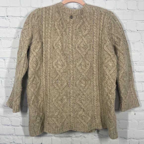 Soft Surroundings Sweater Womens Medium Cable Knit Wool Alpaca Cashmere Tan - Picture 2 of 10